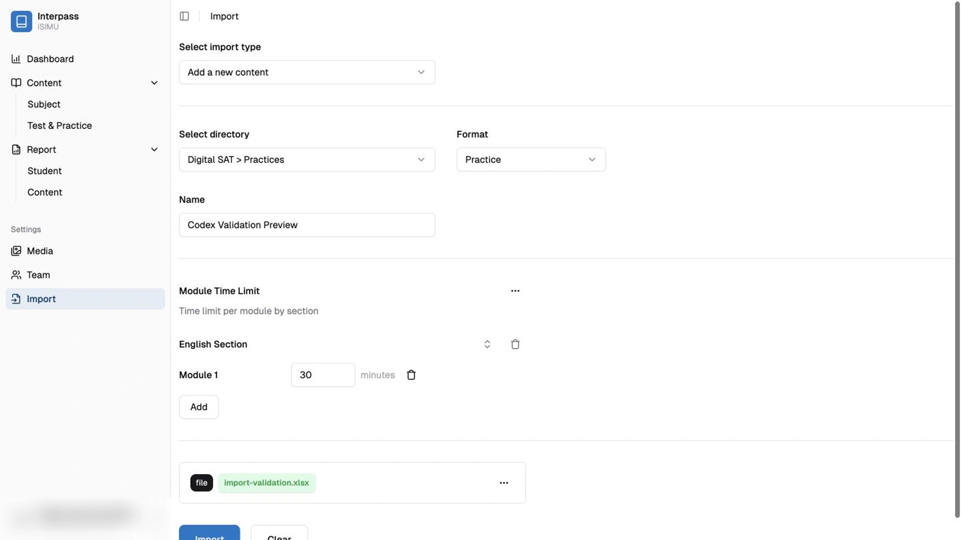 Import content with validation built in.